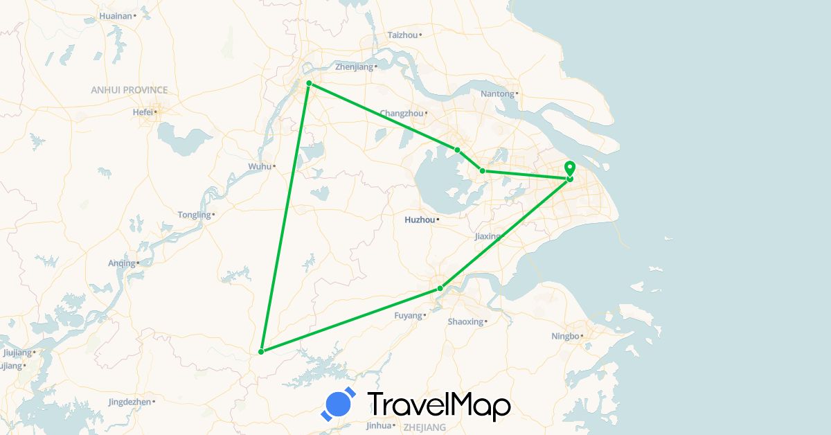 TravelMap itinerary: bus, plane in China (Asia)
